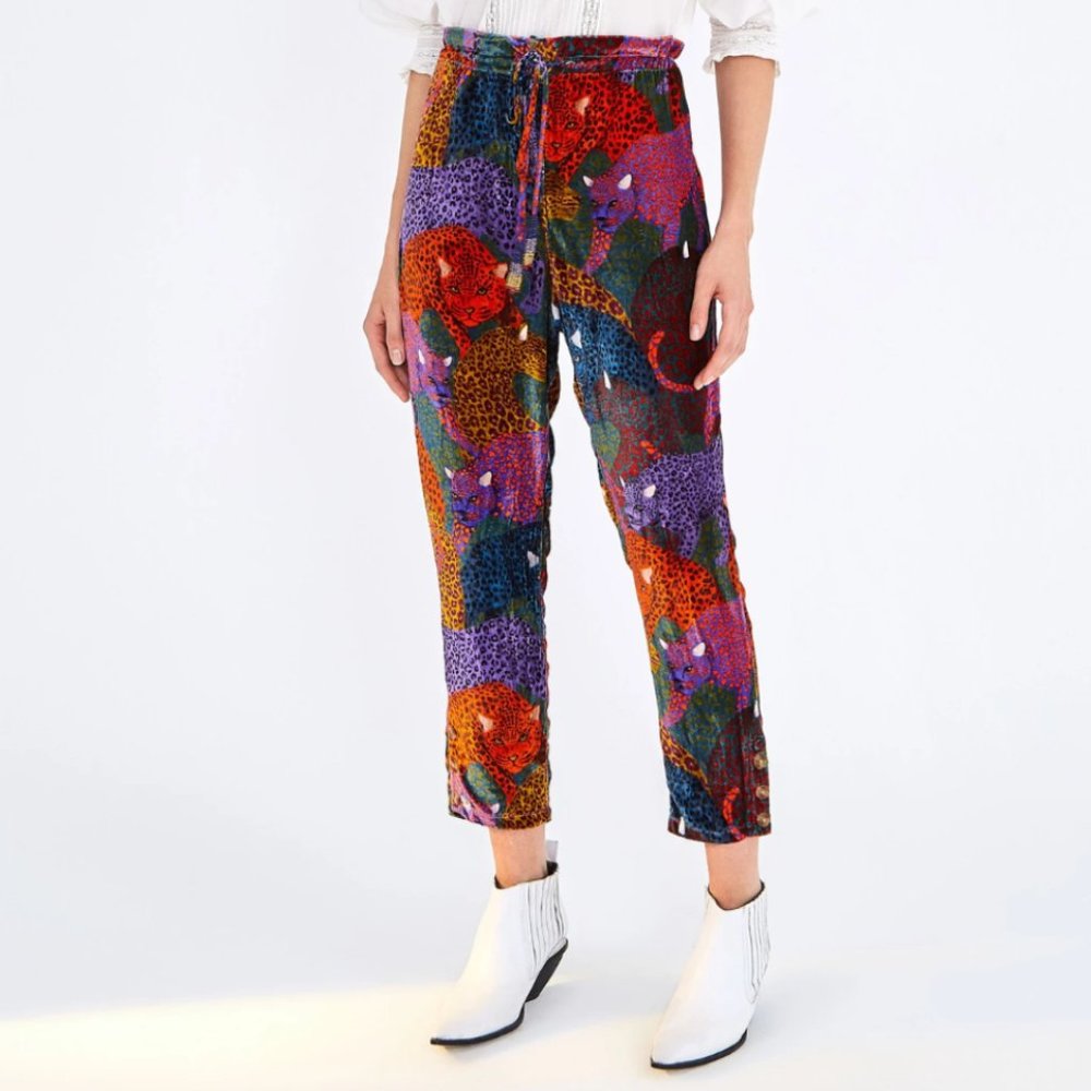 Farm Rio RAINBOW JAGUAR VELVET PANTS